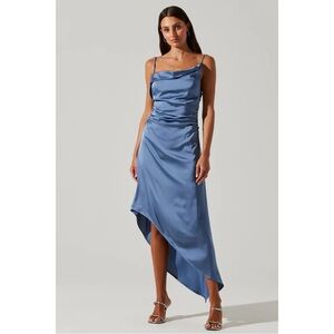 ASTR Mirie Cowl Neck Asym Midi Dress